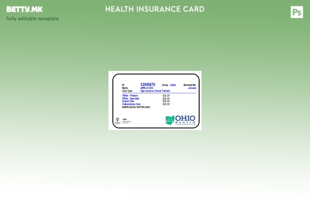 Модерен стил Шаблон за картичка за здравствено осигурување во Охајо